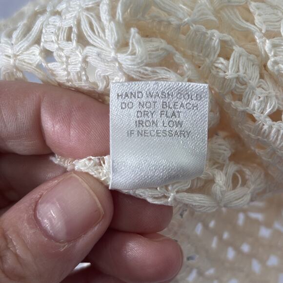 Crochet Lace Top Small Cream Sheer‎ Boho Festival Coquette Cottage Resort Cruise - Picture 10 of 12